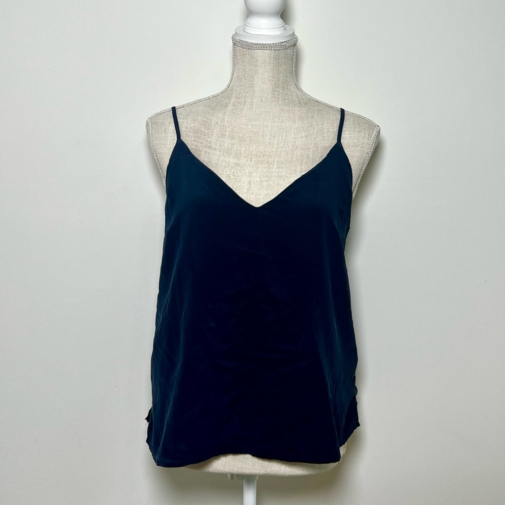 Abercrombie & Fitch Navy V-Neck Silk Spaghetti Strap Cami